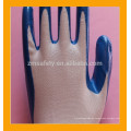 Guantes de trabajo de nylon recubiertos de nitrilo azul sin costuras calibre 13